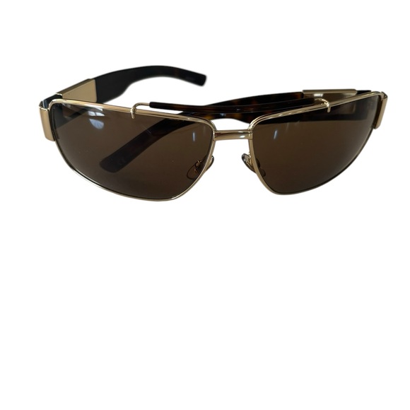 Pristine Gucci Vintage Tortoise & Gold Sunglasses 1856/S Rectangle Frame - Picture 2 of 8